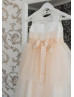 Champagne Beaded Lace Tulle Layered Flower Girl Dress